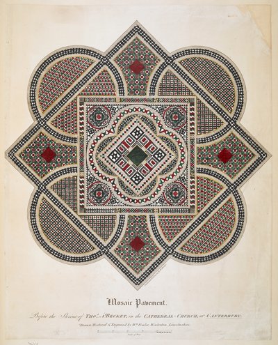 Mosaikbelægning foran Thomas A Beckets helligdom i katedralkirken i Canterbury af William Fowler