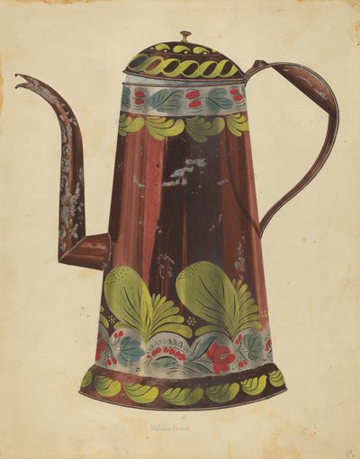 Toleware tin kaffekande, ca. 1937. af William Frank