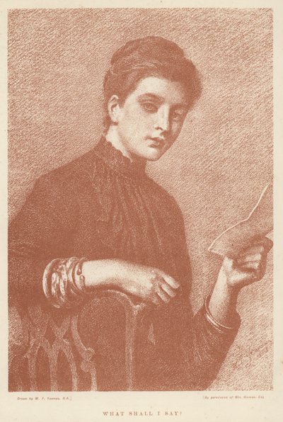 Hvad skal jeg sige? (litho) af William Frederick (after) Yeames
