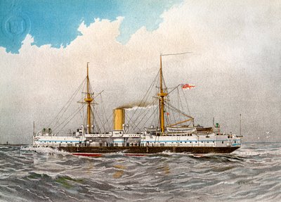 HMS Colossus, Royal Navy 2. klasse slagskib, c1890-c1893 af William Frederick Mitchell
