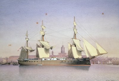 H.M.S. Monark i Plymouth af William Frederick Mitchell