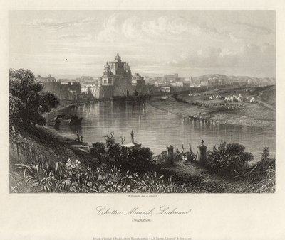 Oversigt over Gomati-floden, Chuttur Munzil, Lucknow. af William French