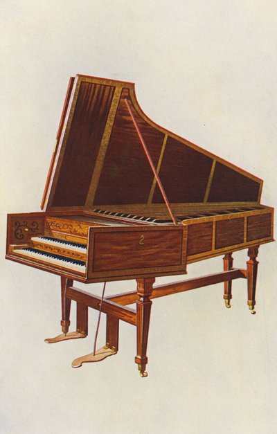 Musikinstrumenter: Kejserindens cembalo (farvelitografi) af William Gibb