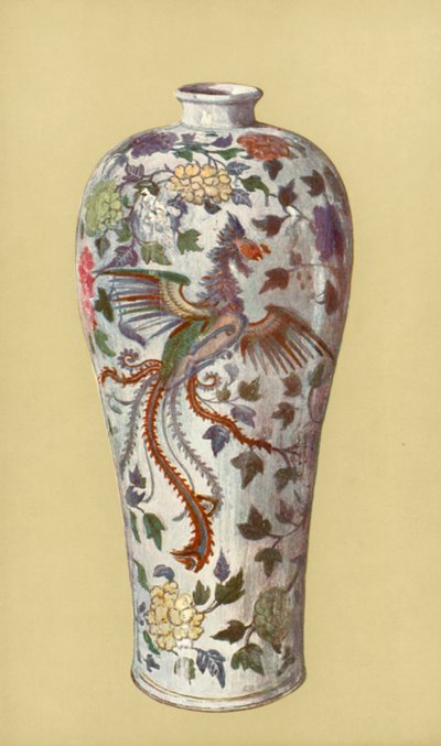 Vase i arkaisk stil, kinesisk, Yung Cheng periode (farve litho) af William Gibb