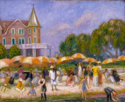 Paraplyer på stranden ved Blue Point af William Glackens