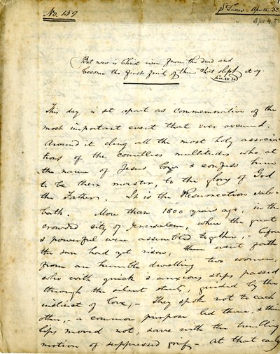 Manuskript til prædiken nr. 159 af William Greenleaf Eliot, 15. april 1838 af William Greenleaf Eliot