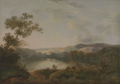 Udsigt over en sø med fiskere af William Groombridge