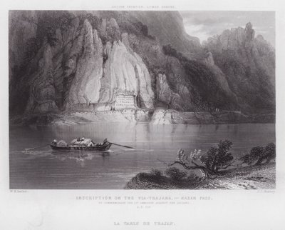 Inskription på Via-Trajana, Kazan Pass (gravering) af William H. Bartlett