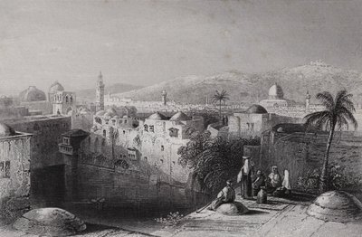 Ezekias bassin, Jerusalem (gravering) af William H. Bartlett