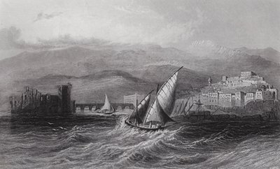 Sidon og Libanonbjerget, fra havet (gravering) af William H. Bartlett