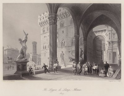Loggia di Lanzi, Firenze, Italien (gravering) af William H. Bartlett