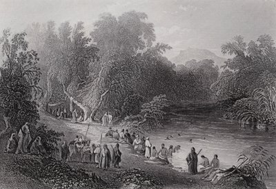 Jordanfloden, græsk badested (gravering) af William H. Bartlett