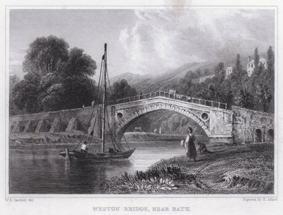 Weston Bridge, nær Bath (gravering) af William H. Bartlett