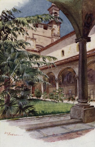 Chiostro Di S Marco, Firenze (farve litho) af William H. Parkinson