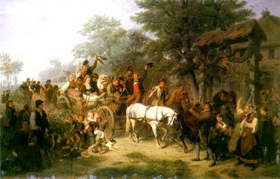 Et bryllup i en landsby, 1859 af William Hahn