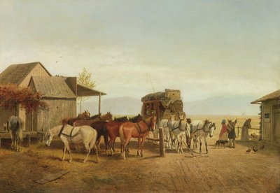 Californisk diligence-stop, 1875 af William Hahn