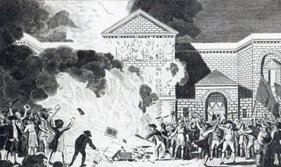 Ødelæggelserne forårsaget af, at oprørerne i London affyrede New Gaol of Newgate og brændte Mr. Akerman
