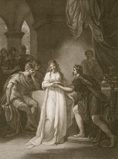 Vortigern og Rovena, indgraveret af Delatre, illustration fra David Humes 