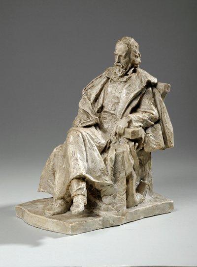 Maquette for Alfred, Lord Tennyson siddende på Trinity College, Cambridge, ca. 1909 (gips) af William Hamo Thornycroft