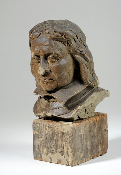 Portræt af Oliver Cromwell (voks og træ) (se også 440363) af William Hamo Thornycroft