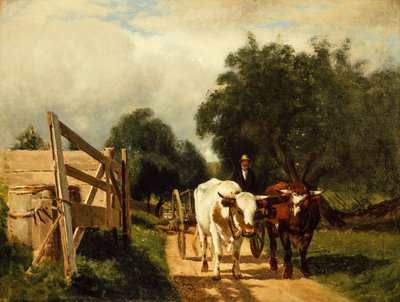 The Ox Cart (olie på lærred) af William Hart
