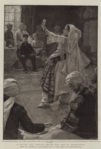 En Nautch-pige, der danser foran Afghanistans Amir af William Hatherell