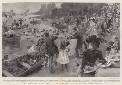 En populær sport i Berlin, et hundesvømmeløb i floden Spree af William Hatherell