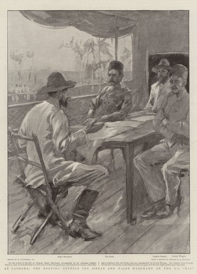 Ved Fashoda, mødet mellem Sirdar og Major Marchand på SS Dal af William Hatherell