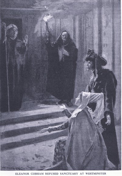 Eleanor Cobham nægtede et fristed i Westminster fra Cassells History of the British People udgivet af Waverley Book Company Limited, ca. 1940 af William Hatherell