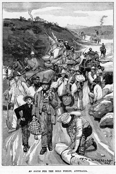 På vej mod guldmarkerne, Australien, 1887. af William Hatherell