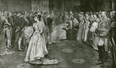 Hendes Majestæts tegnestue i Buckingham Palace, præsentationsøjeblikket af William Hatherell