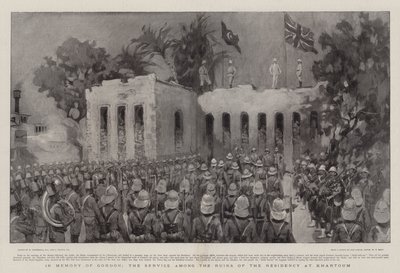 Til minde om Gordon, tjenesten blandt ruinerne af residenset i Khartoum af William Hatherell