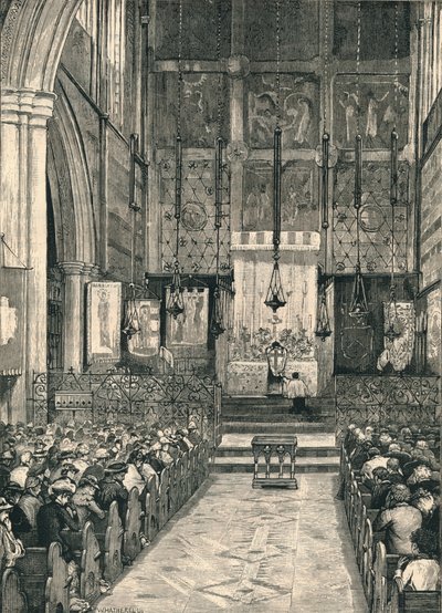 Interiør af St. Albans Church, Holborn, slutningen af det 19. århundrede. af William Hatherell