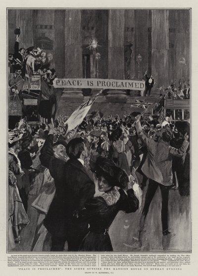 Fred er proklameret, scenen uden for palæet søndag aften af William Hatherell