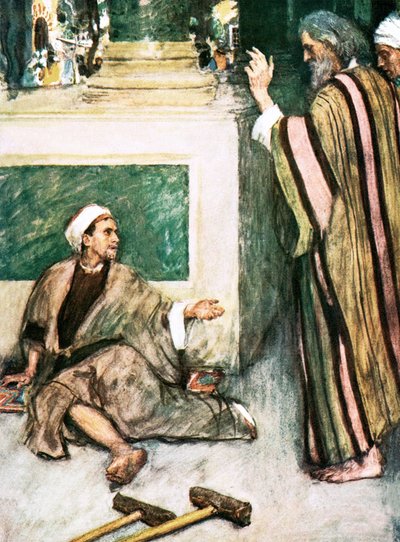 Peter og Johannes helbreder den lamme mand af William Hatherell