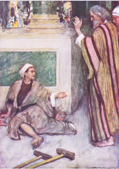 Peter og John helbreder den lamme mand, fra The Bible Story udgivet af Hodder & Stoughton, ca. 1930 af William Hatherell