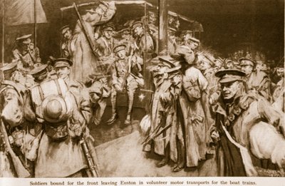 Scener af gribende glæde og patos opført på de store banegårde i London, 1914-19 af William Hatherell