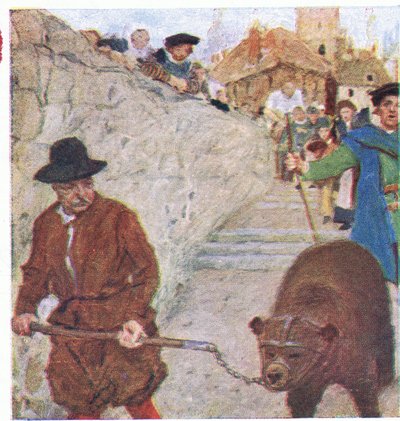 Shakespeare ser en bjørn på vej til bjørnehaven ved Bankside, fra My Magazine, pub.1922 af William Hatherell