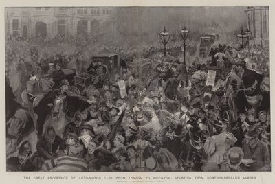 Den store procession af auto-motorbiler fra London til Brighton, startende fra Northumberland Avenue af William Hatherell