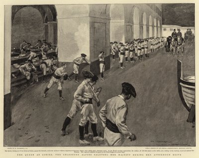 Dronningen i Cimiez, Chasseurs Alpinerne hylder Hendes Majestæt under hendes Afternoon Drive af William Hatherell