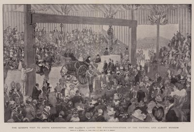 Dronningens besøg i South Kensington, Hendes Majestæt lægger grundstenen til Victoria and Albert Museum af William Hatherell