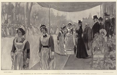 Modtagelsen af dronningens sygeplejersker i Marlborough House, processionen forbi Royal Pavilion af William Hatherell