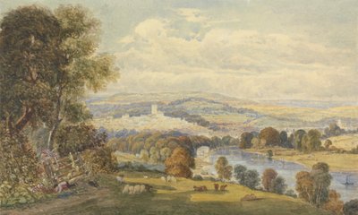 Udsigt over Totnes, Devon af William Havell
