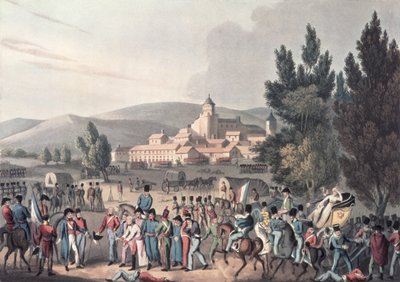Slaget ved Vittoria, 1813, Bringing in the Prisoners, ætset af I. Clarke, akvatinteret af M. DuBourg (akvatint) af William Heath