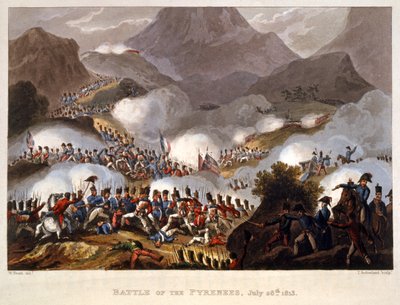 Slaget ved Pyrenæerne, 28. juli 1813, pub. London 1815 af William Heath
