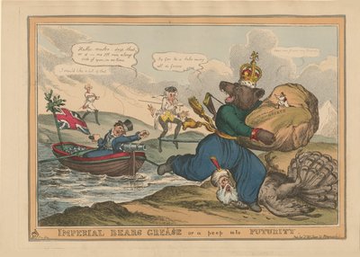 Imperial Bears Grease Grækenland eller et kig ind i fremtiden. Karikatur om den russisk-tyrkiske krig, 1828. af William Heath