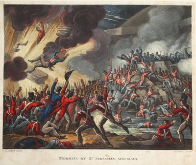 Storming of St Sebastian 31. august 1811, akvatint af J.C. Stadler, pub. af Tegg, april 1818 (akvatint) af William Heath