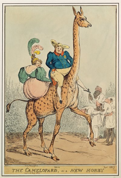 The Camelopard, or a New Hobby, 1827 (farvegravering) af William Heath
