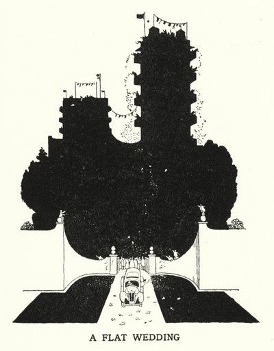Et fladt bryllup (litho) af William Heath Robinson