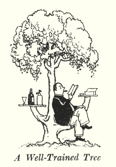Et veltrænet træ (litho) af William Heath Robinson